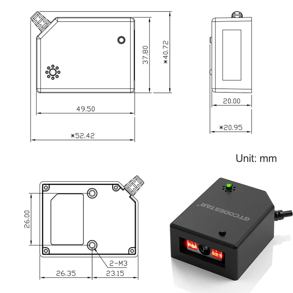 X-9700M Mini 1D CCD Barcode Scanner