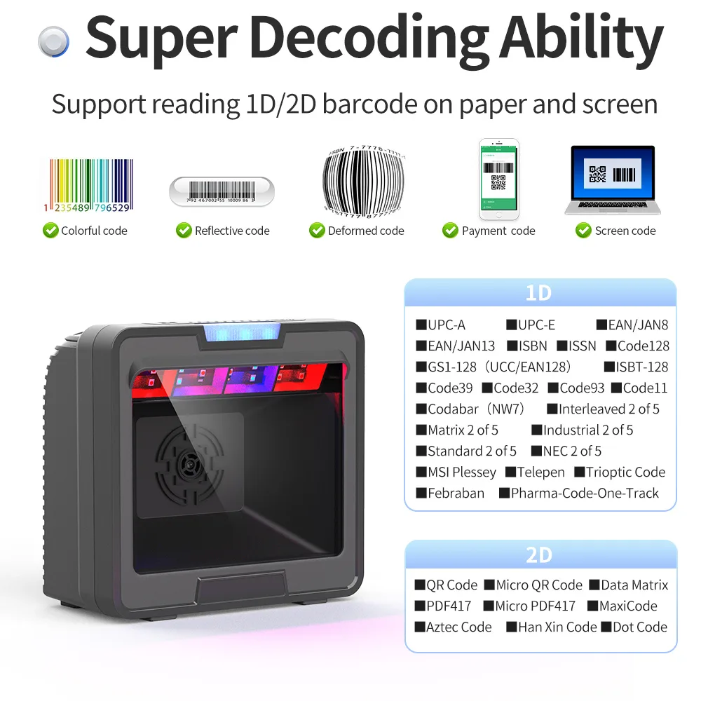 GT-9800 2D Desktop Wired Barcode Scanner
