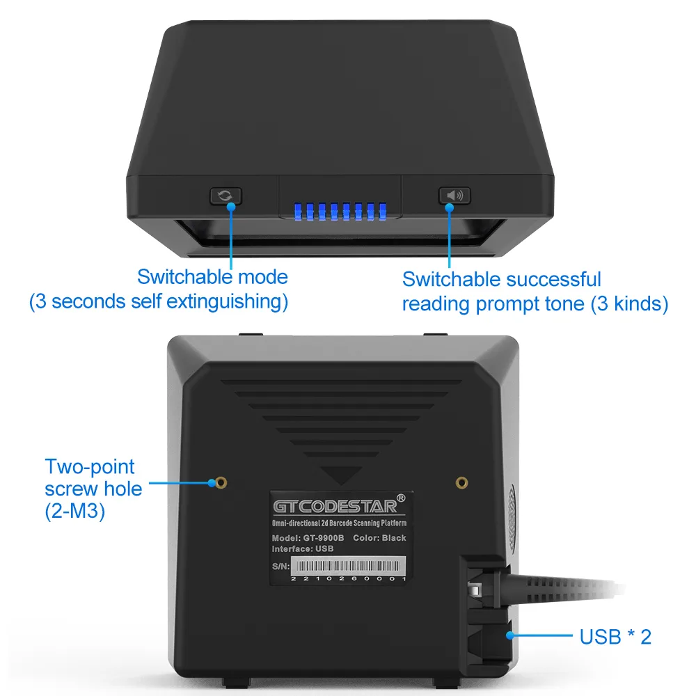 GT-9900 2D Desktop Wired Barcode Scanner