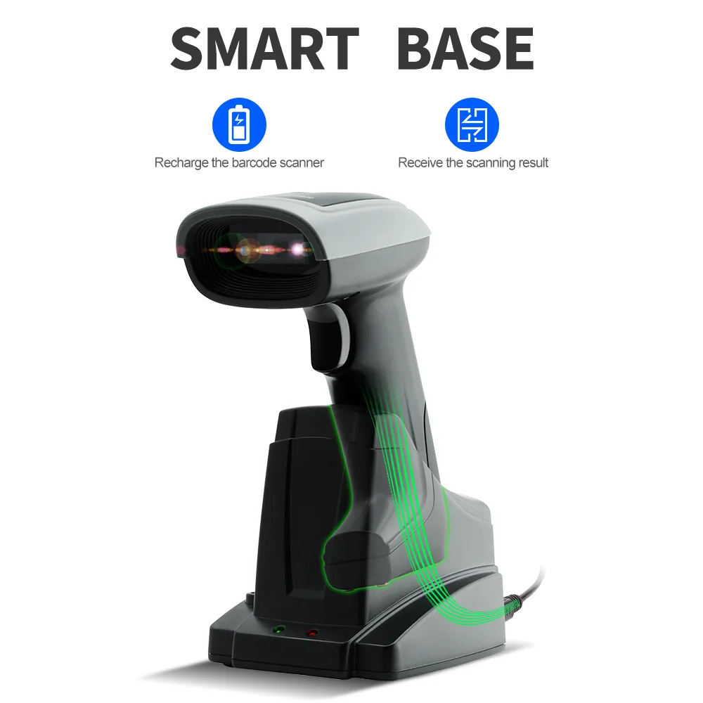X-1901B(OCR) Wireless Bluetooth 2D Barcode Scanner with Charging Cradle