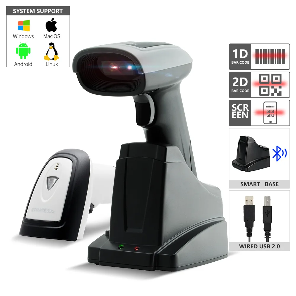 X-1901B Wireless Bluetooth 2D Barcode Scanner with Charging stand