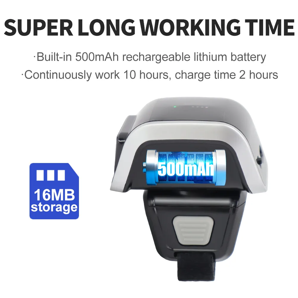 GT-S102 2D Bluetooth Wireless Wearable Barcode Scanner