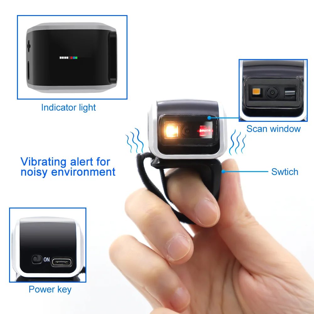GT-S102 2D Bluetooth Wireless Wearable Barcode Scanner