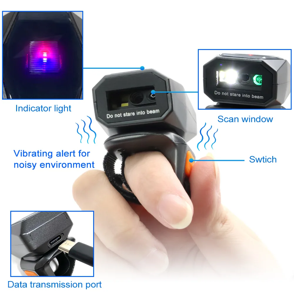GT-S101 2D Bluetooth Wireless Wearable Barcode Scanner