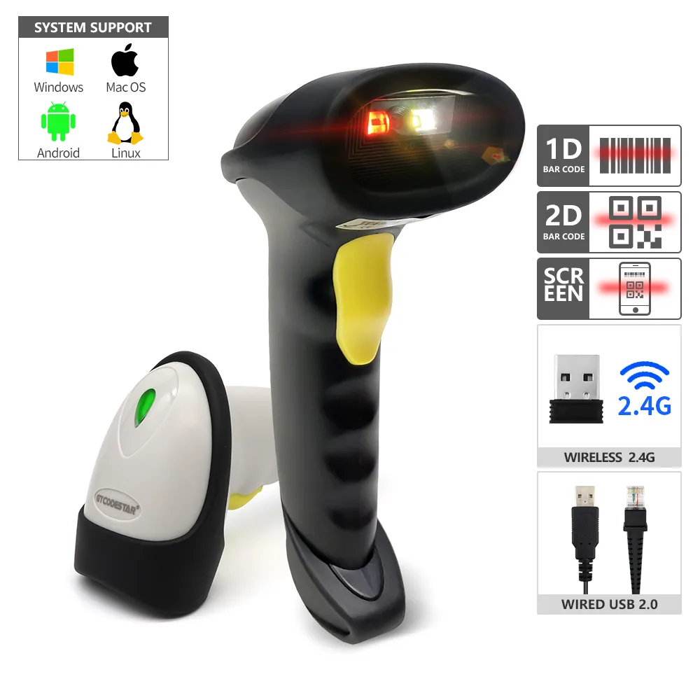 X-9201C Wireless 2.4G 2D Barcode Scanner
