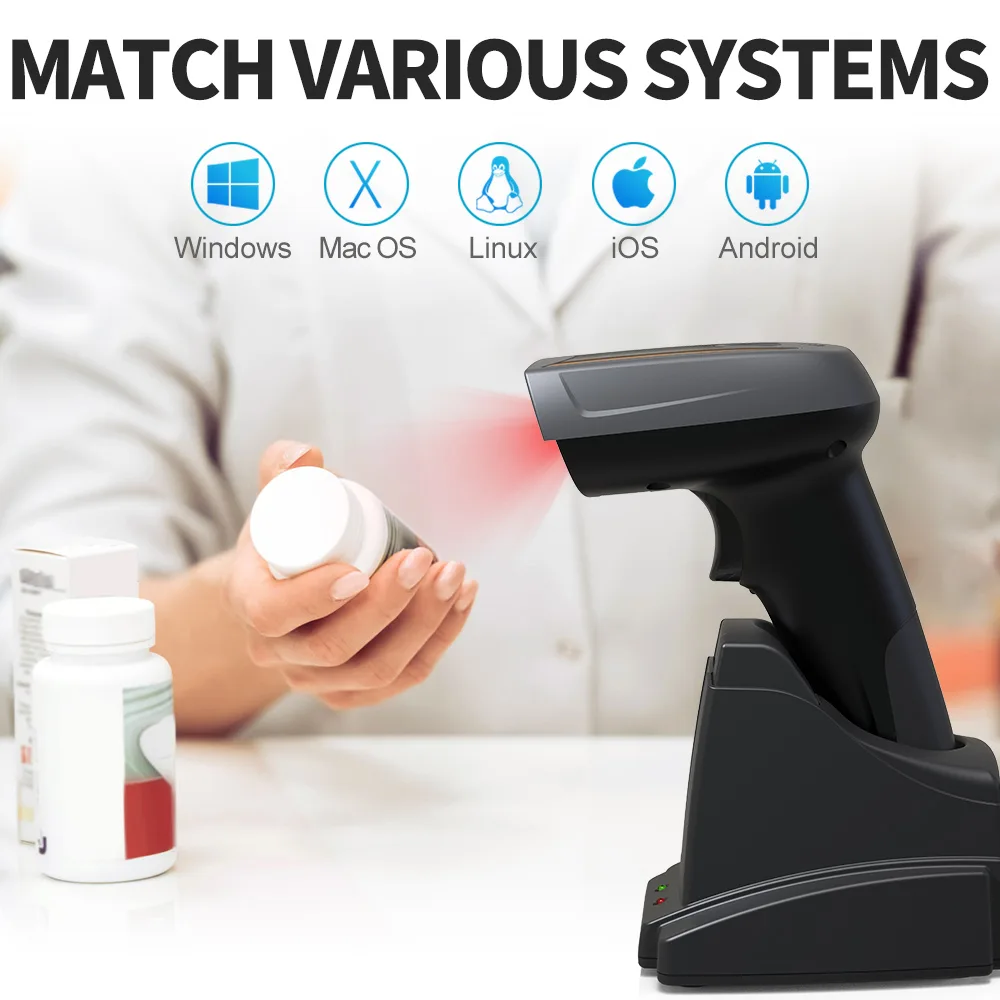 X-1801B Wireless Bluetooth 2D Barcode Scanner with Charging stand