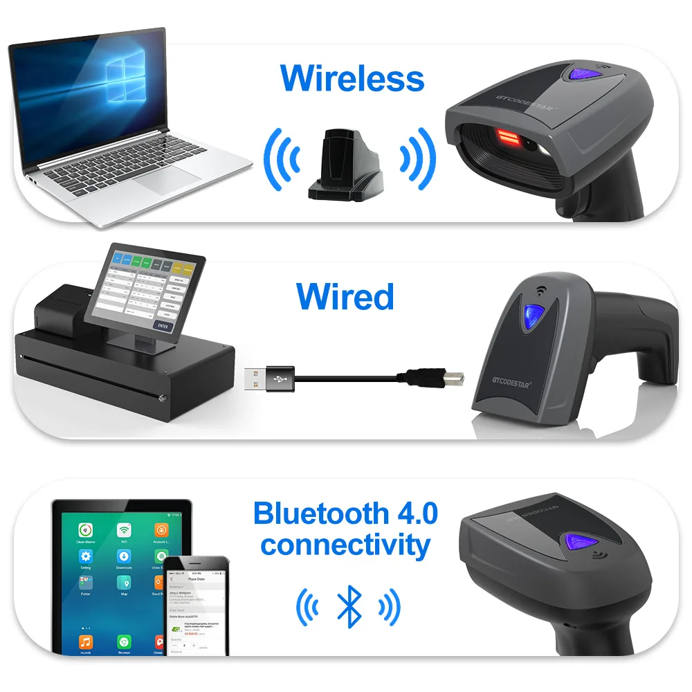 X-1801B Wireless Bluetooth 2D Barcode Scanner with Charging stand