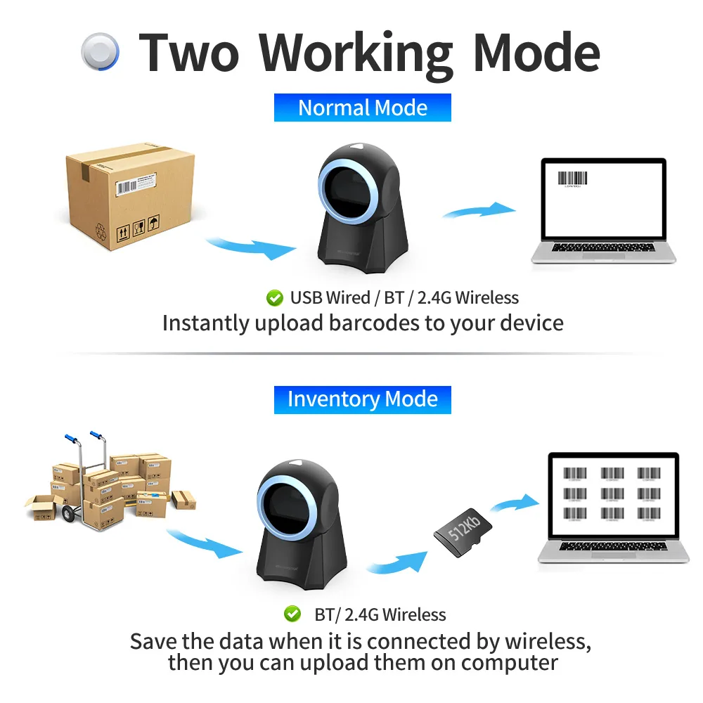 GT-8800L 2D Desktop Wireless USB QR Code Reader