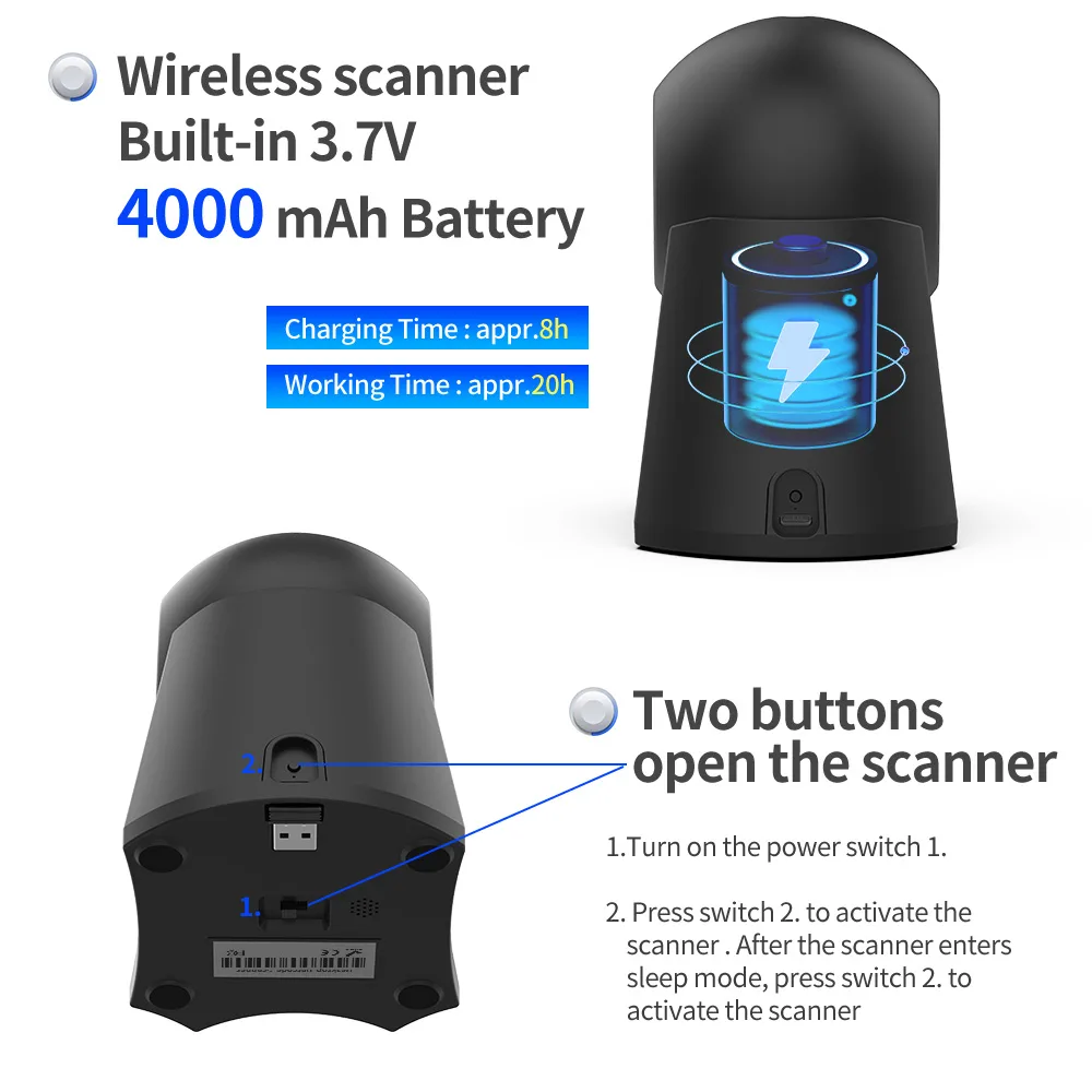 GT-8800L 2D Desktop Wireless USB QR Code Reader