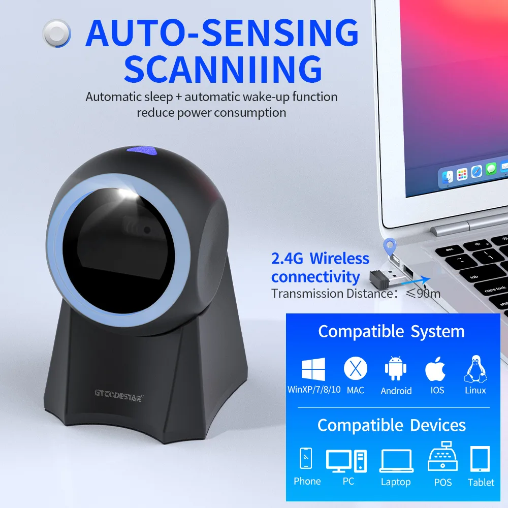 GT-8800L 2D Desktop Wireless USB QR Code Reader