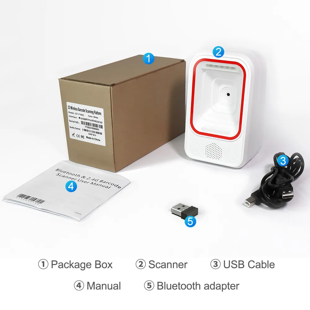 GT-7100C 2D Desktop Wireless Barcode Scanner