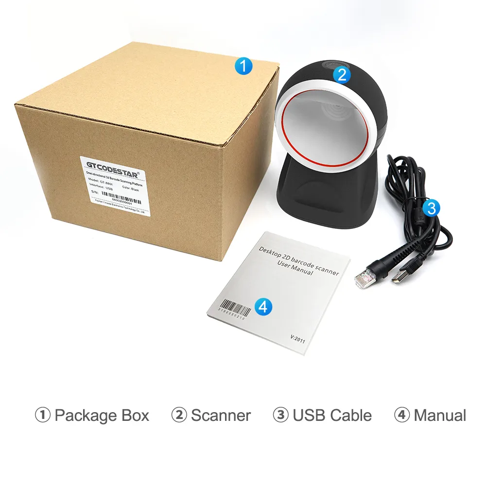 GT-8801 2D Desktop Wired Barcode Scanner