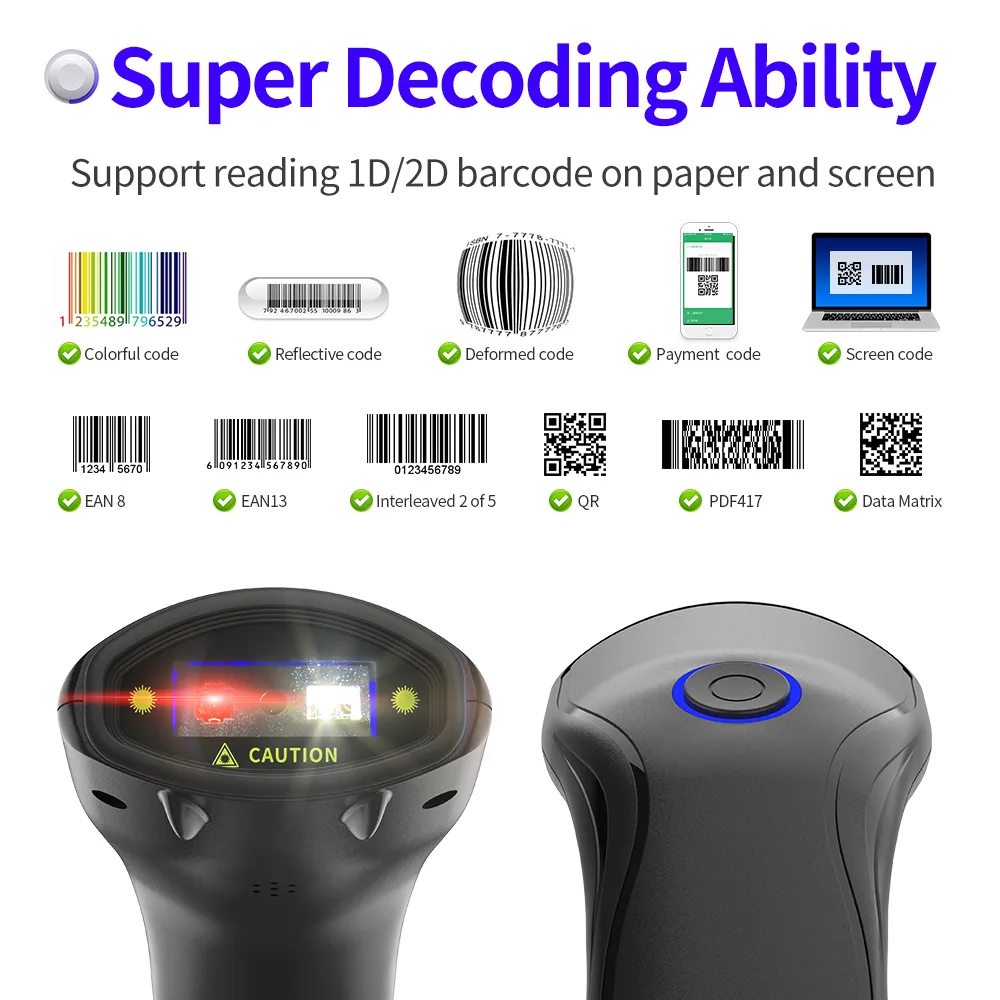 X-3501B Wireless 2.4G Bluetooth 2D Barcode Scanner